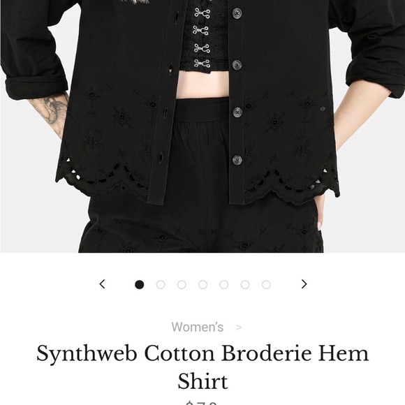 Disturbia Synthweb Cotton Broderie Hem Shirt - Picture 9 of 9